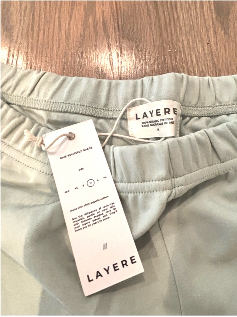Layere 100% Organic Cotton Shorts Pistachio Cream M NWT - Picture 5 of 8
